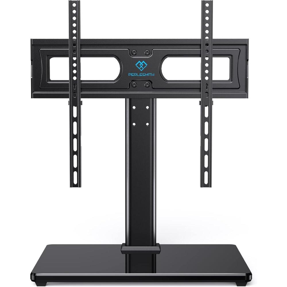 imagePERLESMITH Universal TV Stand Table Top TV Base for 32 to 65 inch LCD LED OLED 4K Flat Screen TVsHeight Adjustable TV Mount Stand with Tempered Glass BaseVESA 400x400mmHolds up to 88lbsPSTVS15