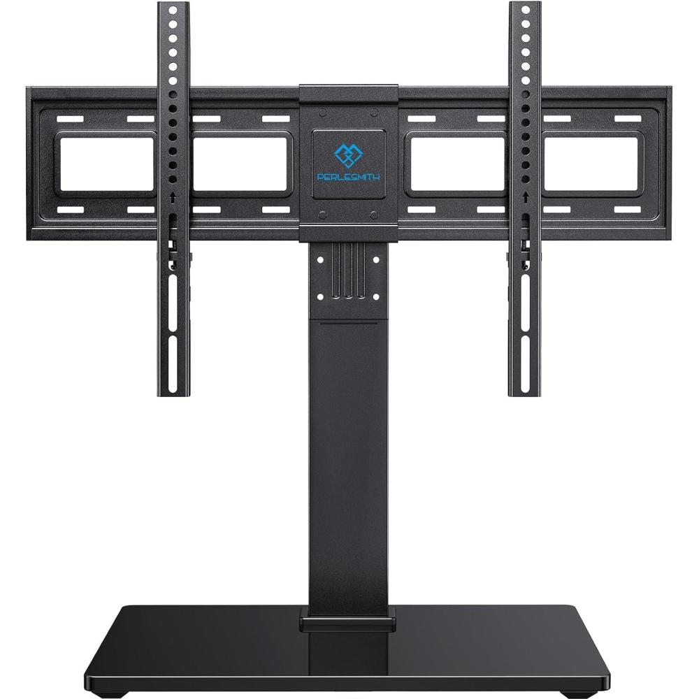 imagePERLESMITH Universal TV Stand Table Top TV Base for 3282 inch LCD LED OLED 4K Flat Screen TVsHeight Adjustable TV Mount Stand with Tempered Glass Base VESA 600x400mm3775 Inch Screen