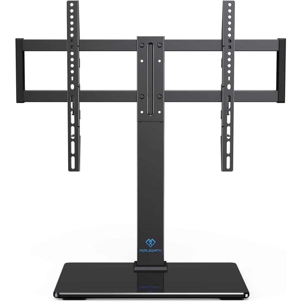 imagePERLESMITH Universal TV Stand Table Top TV Base for 3282 inch LCD LED OLED 4K Flat Screen TVsHeight Adjustable TV Mount Stand with Tempered Glass Base VESA 600x400mm3777 Inch Screen