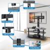 PERLESMITH Swivel Floor TV Stand/Base for 32-75 Inch TVs-Universal Corner TV Floor Stand with Storage for Media-Height Adjustable Entertainment Stand with Cable Management, VESA 600x400mm, PSFS04