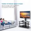 PERLESMITH Swivel Floor TV Stand/Base for 32-75 Inch TVs-Universal Corner TV Floor Stand with Storage for Media-Height Adjustable Entertainment Stand with Cable Management, VESA 600x400mm, PSFS04