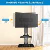 PERLESMITH Swivel Floor TV Stand/Base with Shelves for Most 32-75 inch LCD LED TVs – Universal TV Mount Stand Perfect for Corner & Bedroom, Height Adjustable & Cable Management, VESA 600x400mm