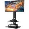 PERLESMITH Swivel Floor TV Stand/Base with Shelves for Most 32-75 inch LCD LED TVs – Universal TV Mount Stand Perfect for Corner & Bedroom, Height Adjustable & Cable Management, VESA 600x400mm