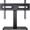 PERLESMITH Swivel Universal TV Stand Mount for 32-86 Inch LCD OLED Flat/Curved Screen TVs up to 99lbs-Height Adjustable Table Top TV Stand/Base with Tempered Glass Base&Wire Management,VESA 600x400mm(37″ to 80″ screen)