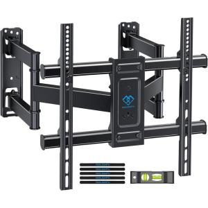 PERLESMITH Corner TV Wall Mount Bracket for 26-60 inch LED LCD Flat Curved Screen TVs up to 99 lbs, Full Motion Corner TV Mount with Dual Articulating Arms, Swivel, Tilt, Extension, Max VESA 400x400mm