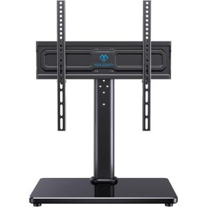 PERLESMITH Swivel Universal TV Stand Mount for 32-86 Inch LCD OLED Flat/Curved Screen TVs up to 99lbs-Height Adjustable Table Top TV Stand/Base with Tempered Glass Base&Wire Management,VESA 600x400mm(24″ to 60″ screen)