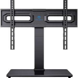 PERLESMITH Swivel Universal TV Stand Mount for 32-86 Inch LCD OLED Flat/Curved Screen TVs up to 99lbs-Height Adjustable Table Top TV Stand/Base with Tempered Glass Base&Wire Management,VESA 600x400mm(37″ to 80″ screen)
