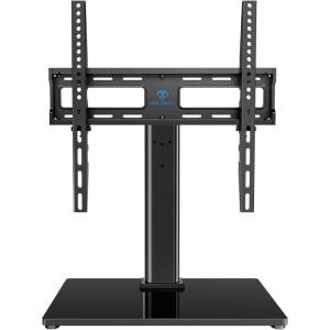PERLESMITH Universal Swivel TV Stand Legs for 24-60 inch LCD LED TVs, Height Adjustable Television Mount Stand with Tempered Glass Base, Universal VESA Mount 400×400mm, Holds up to 88lbs, PSTVS09(Swivel)