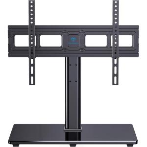 PERLESMITH Universal TV Stand Table Top TV Base for 32-82 inch LCD LED OLED 4K Flat Screen TVs-Height Adjustable TV Mount Stand with Tempered Glass Base, VESA 600x400mm(32-80 inch Screen)