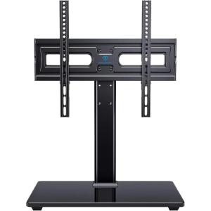 PERLESMITH Universal TV Stand Table Top TV Base for 32-82 inch LCD LED OLED 4K Flat Screen TVs-Height Adjustable TV Mount Stand with Tempered Glass Base, VESA 600x400mm(32″-65″ TV Stand)