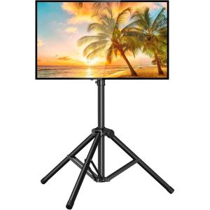 PERLESMITH TV Tripod Stand with ±20° Tilt and 360° Swivel,Portable TV Stand for 37-85 Inch LED LCD OLED Flat Screen TVs,Height Adjustable Outdoor TV Stand with VESA 600x400mm up to 110 lbs PSTM2(37-85 Inch)