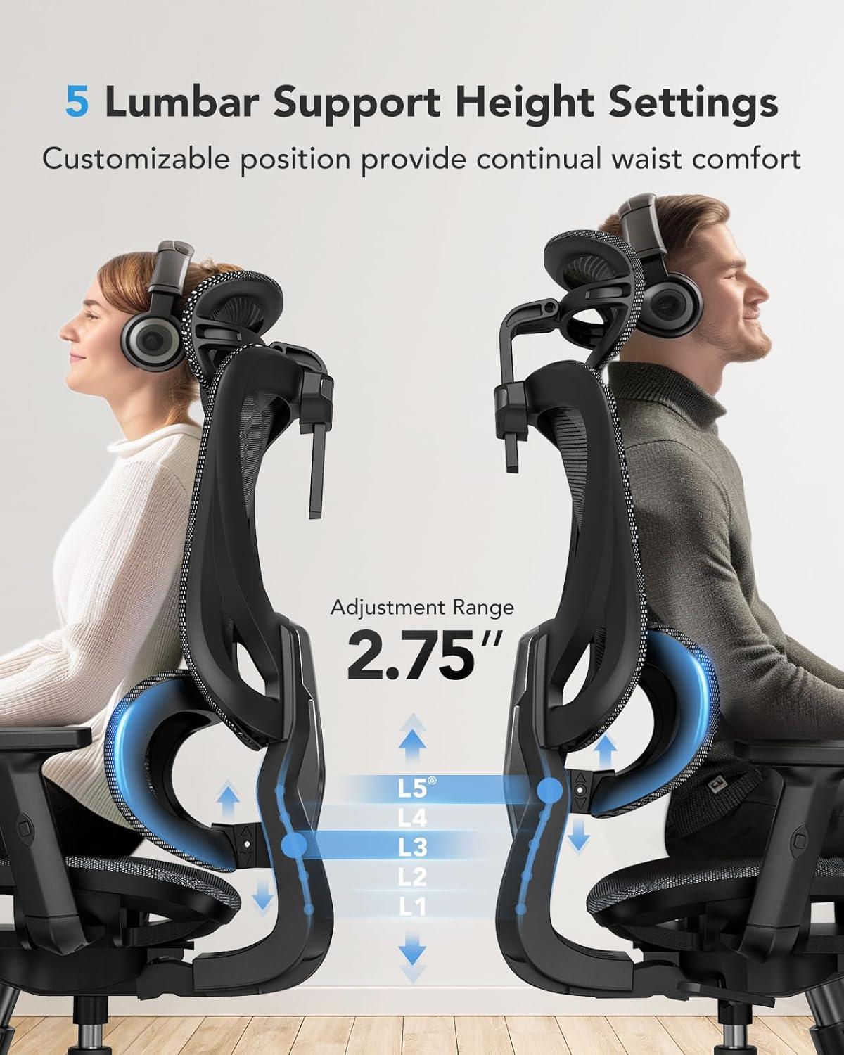 imageMobile TV Cart with Wheels for 2360 Inch LCD LED OLED Flat Curved Screen Outdoor TVs with Ergonomic Mesh Office Chair High Back Desk Chair with Adjustable Lumbar Support
