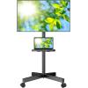 Mobile TV Stand for 23-60 Inch LCD LED Flat/Curved Panel Screen TVs with Ergonomic Mesh Office Chair, High Back Desk Chair with Adjustable Lumbar Support, Armrests, Rocking Tilt