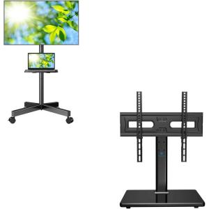 PERLESMITH Mobile TV Stand & Universal Swivel TV Stand PSTVMC06&PSTVS17