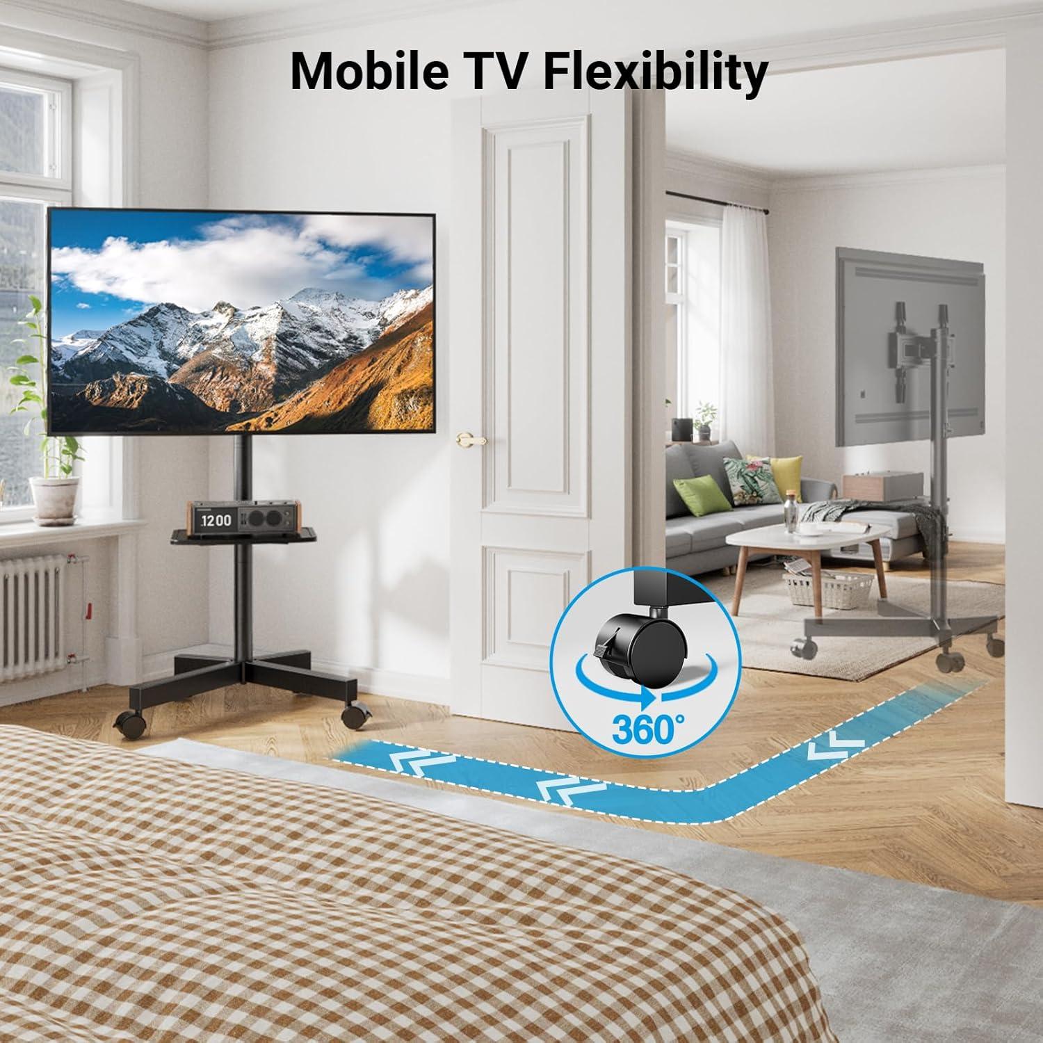 imagePERLESMITH Mobile TV Stand for 2360 Inch LCD LED FlatCurved Panel Screen TV