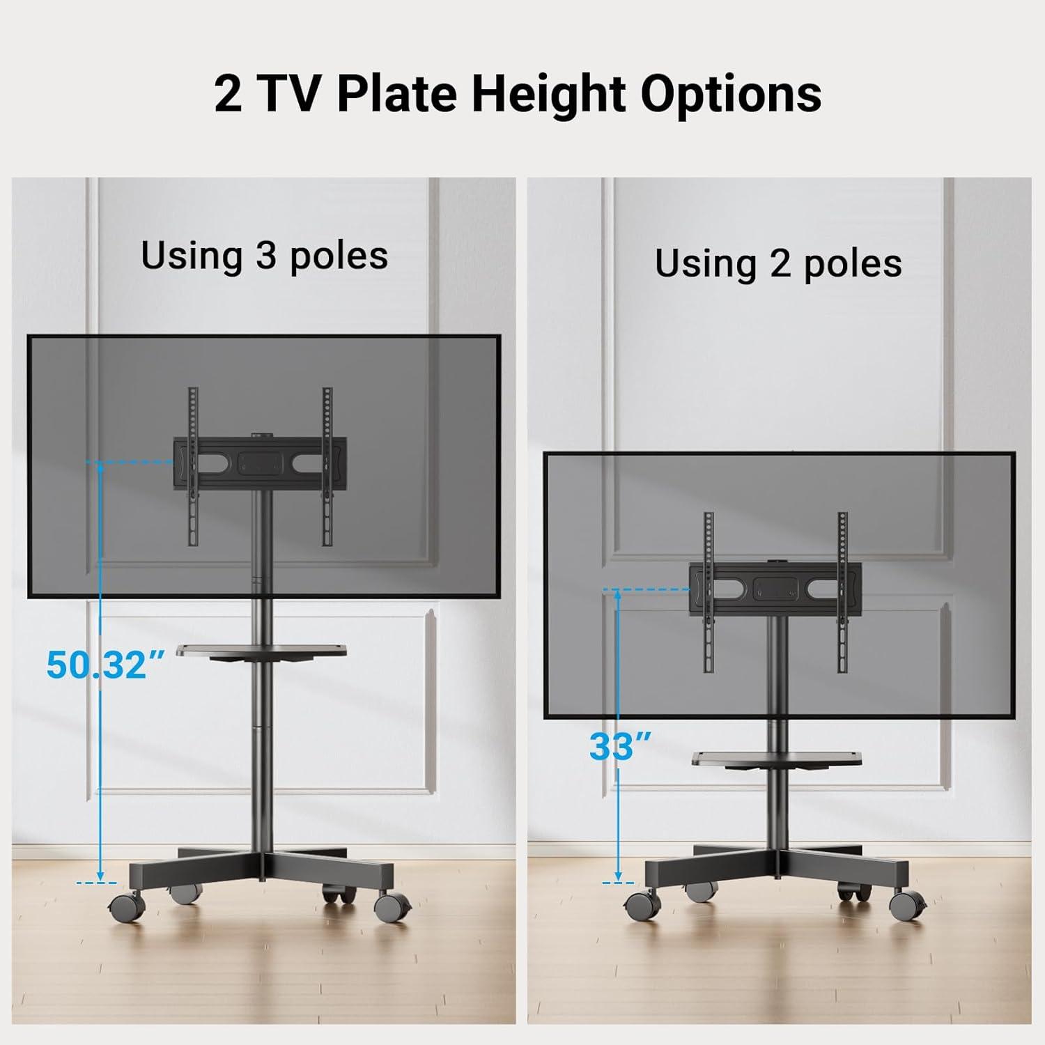 imagePERLESMITH Mobile TV Stand for 2360 Inch LCD LED FlatCurved Panel Screen TV