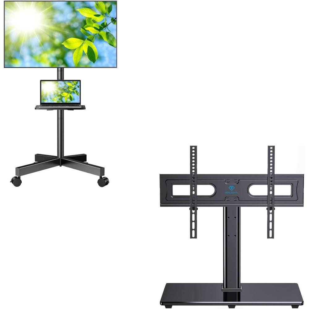 imagePERLESMITH Mobile TV Stand amp Universal TV Stand Table Top TV Base PSTVMC06ampPSTVS11