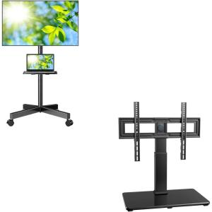 PERLESMITH Mobile TV Stand & Swivel Universal TV Stand PSTVMC06&PSTVS02