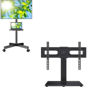 PERLESMITH Mobile TV Stand & Universal Swivel TV Stand PSTVMC06&PSTVS18
