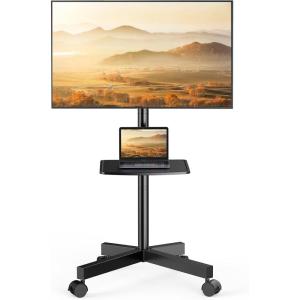 PERLESMITH Rolling TV Stand for 23-58 Inch Flat/Curved Screen TVs up to 88 lbs, Mobile TV Stand on Wheels, Portable TV Stand with Tilt & Height Adjustable,Outdoor TV Stand Max VESA 400x400mm PSTVMC10