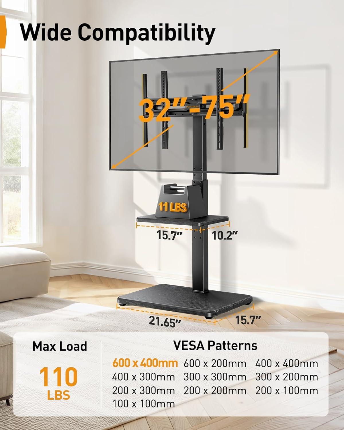 imagePERLESMITH Universal TV Cart PSTVMC06 amp Perlegear Floor TV Stand PGFS21B