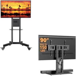 PERLESMITH Rolling TV Stand & Perlegear Table TV Stand