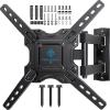 PERLESMITH Full Motion TV Wall Mount with LED Lights for 28-65 Inch TVs, Pre-Assembled TV Mount Up to 88 lbs, Max VESA 400x400mm, Swivel, Extension, Tilt, Music Sync Backlights, Fits 12/16″ Wood Studs(Fits 26-60″ TVs / Single Wood Stud)