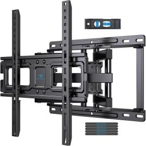 PERLESMITH Full Motion TV Wall Mount with LED Lights for 28-65 Inch TVs, Pre-Assembled TV Mount Up to 88 lbs, Max VESA 400x400mm, Swivel, Extension, Tilt, Music Sync Backlights, Fits 12/16″ Wood Studs(Fits 32-65″ TVs / Max 16″ Wood Stud)