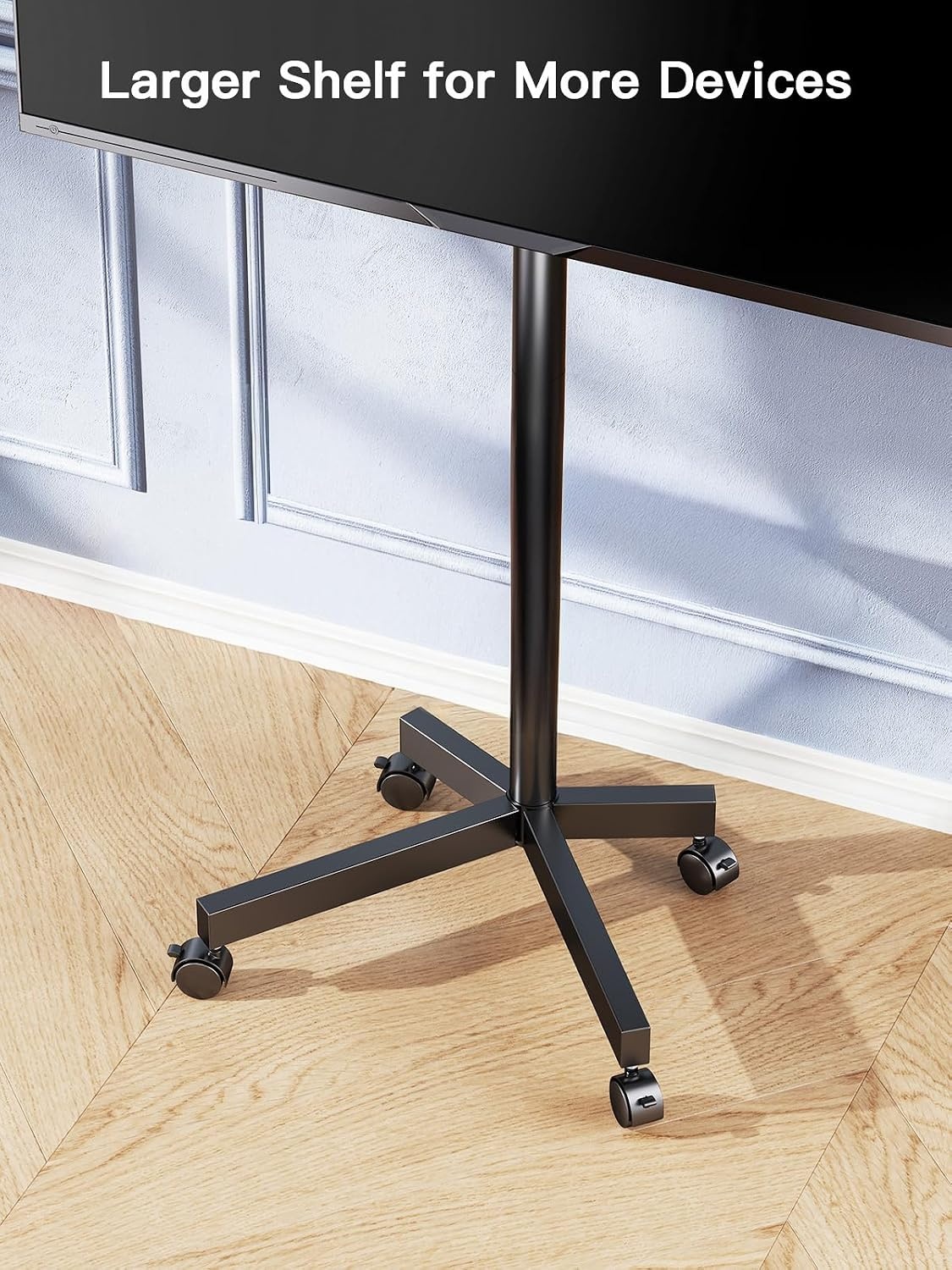 image:imagePERLESMITH Rolling White TV Stand for 2365 Inch TVs up to 99 lbs Portable TV Stand on Wheels with Height Adjustable Shelf Outdoor Mobile White TV Cart for Bedroom Max VESA 400x400mm PSTVMC04WDeeep Black