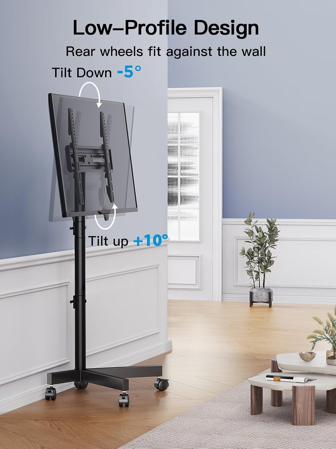 image:imagePERLESMITH Rolling TV Stand with Power Outlet for 2360 Inch TVsDeeep Black