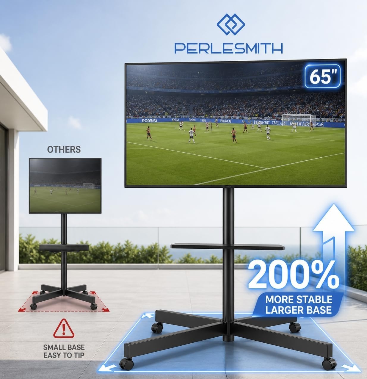 image:imagePERLESMITH Rolling TV Stand with Power Outlet for 2360 Inch TVsDeeep Black