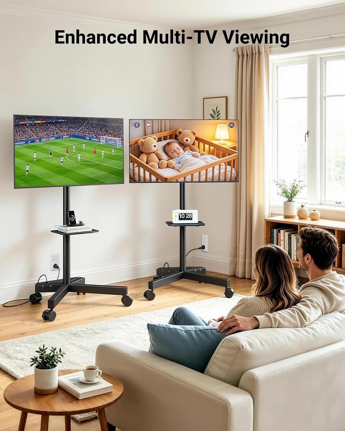 image:imagePERLESMITH Rolling TV Stand with Power Outlet for 2360 Inch TVsDeeep Black