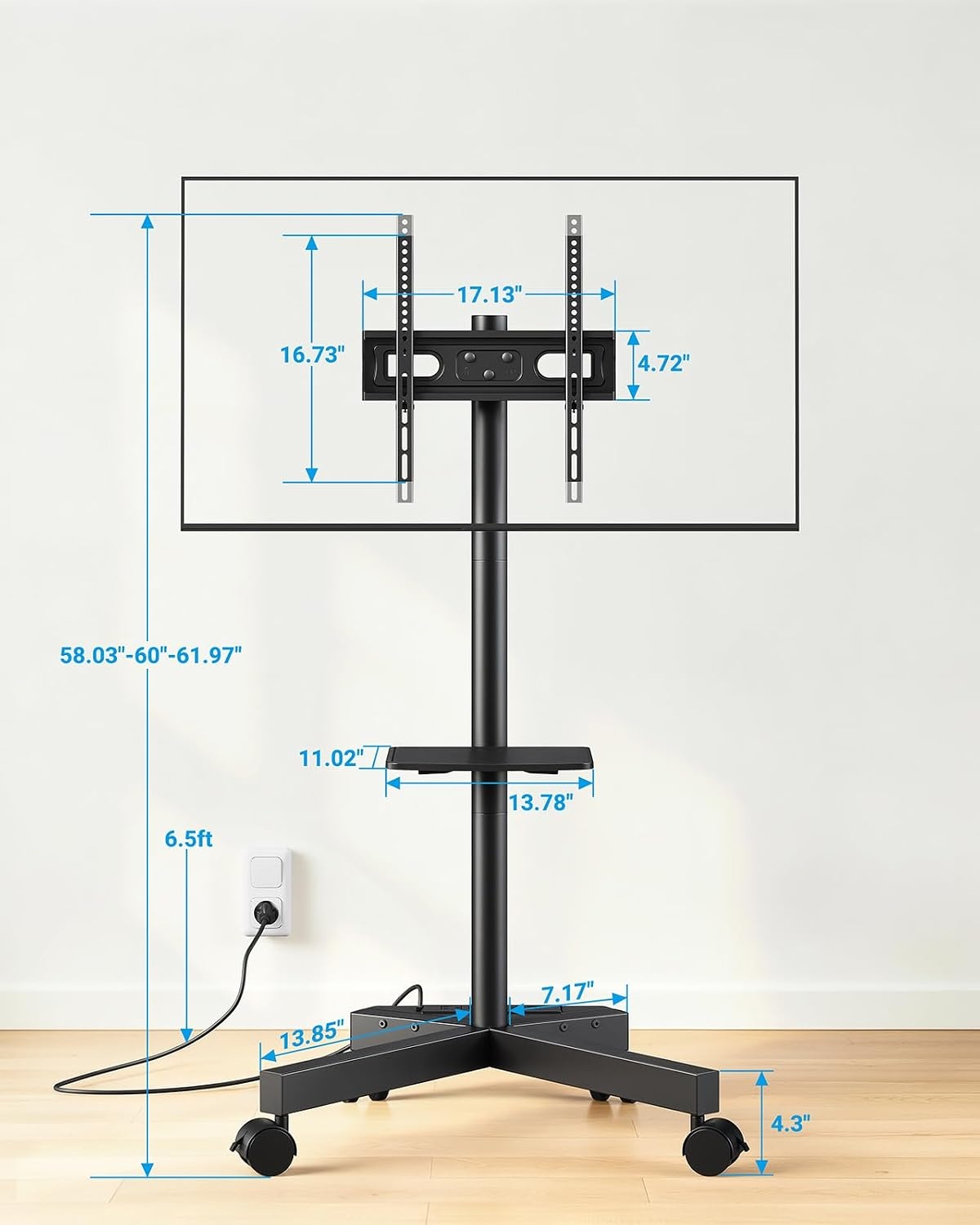 image:imagePERLESMITH Rolling TV Stand with Power Outlet for 2360 Inch TVsDeeep Black