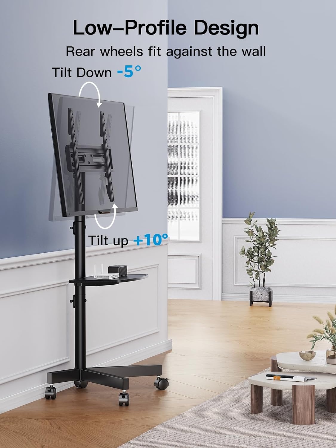 image:imagePERLESMITH Rolling TV Stand with Power Outlet for 2360 Inch TVsDeeep Black