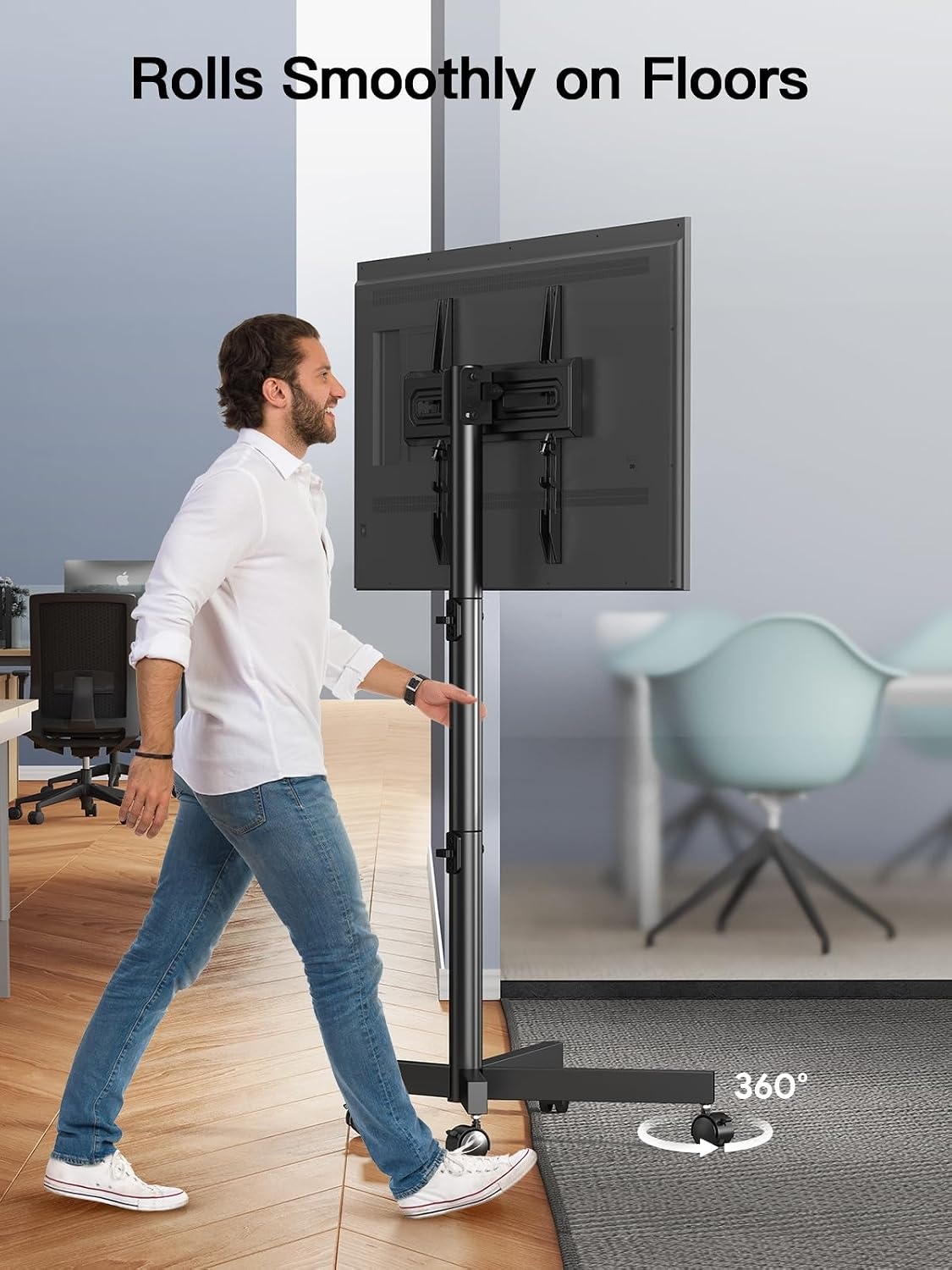 image:imagePERLESMITH Rolling TV Stand with Power Outlet for 2360 Inch TVsDeeep Black