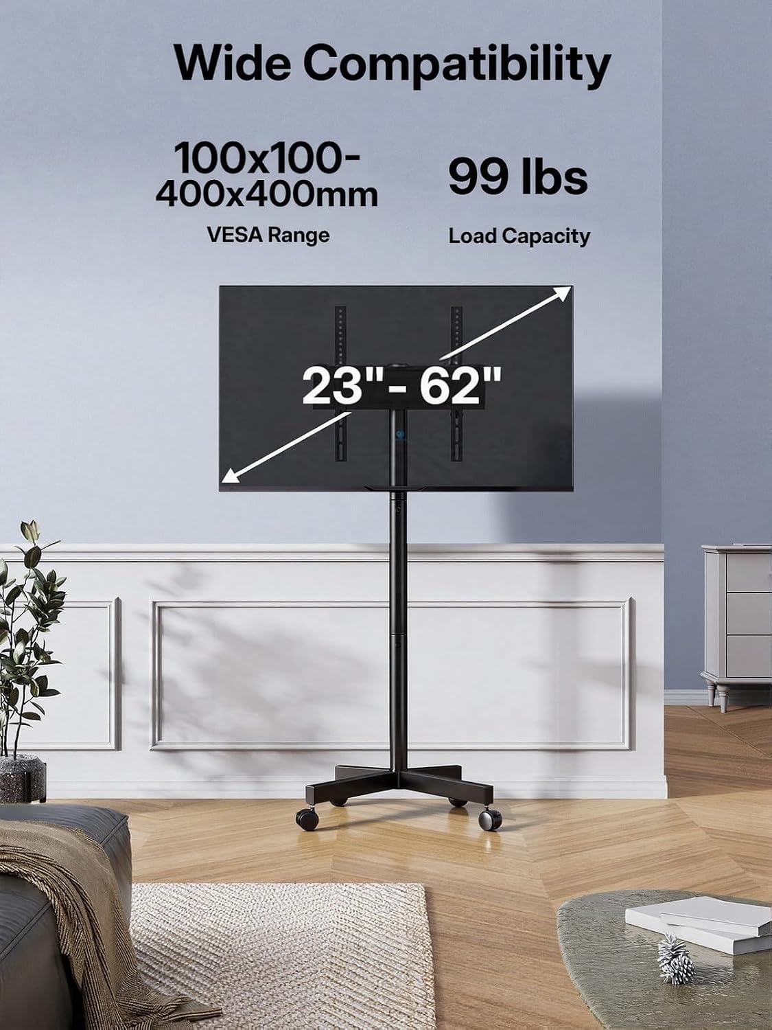 image:imagePERLESMITH Rolling TV Stand with Power Outlet for 2360 Inch TVsDeeep Black