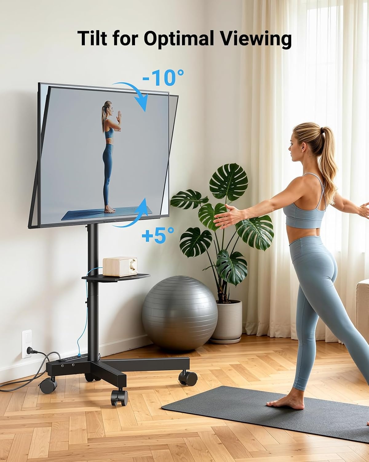 image:imagePERLESMITH Rolling TV Stand with Power Outlet for 2360 Inch TVsDeeep Black