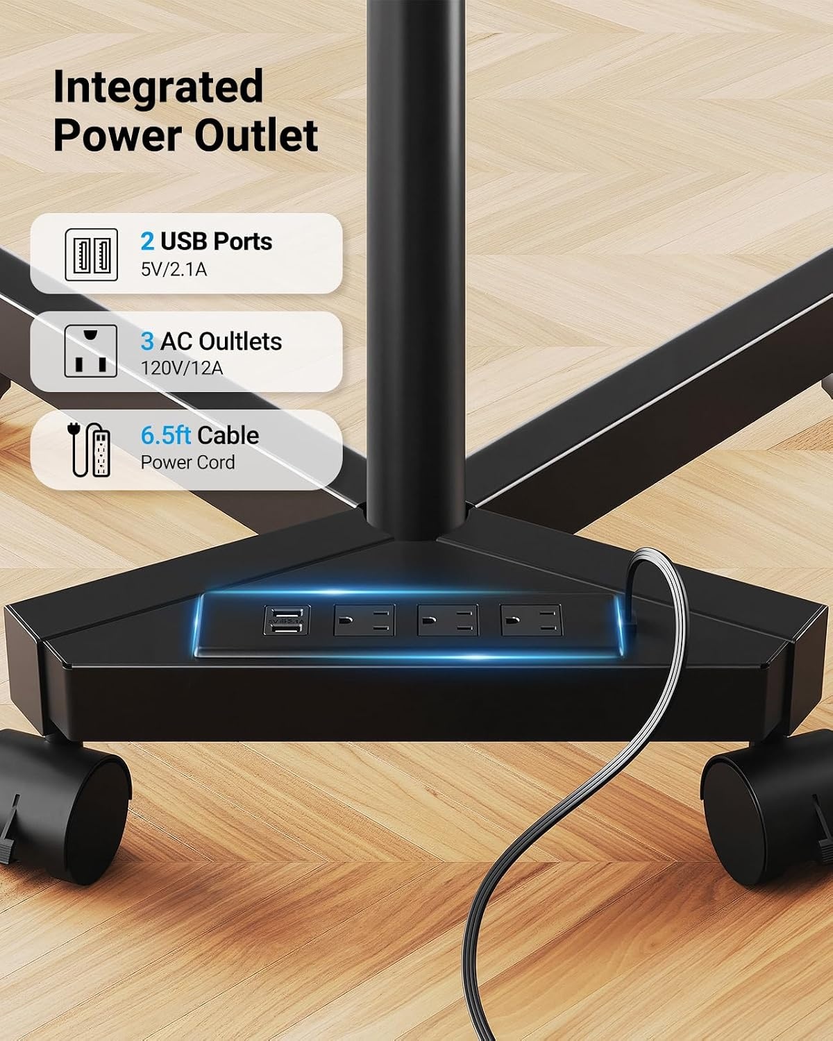 image:imagePERLESMITH Rolling TV Stand with Power Outlet for 2360 Inch TVsDeeep Black