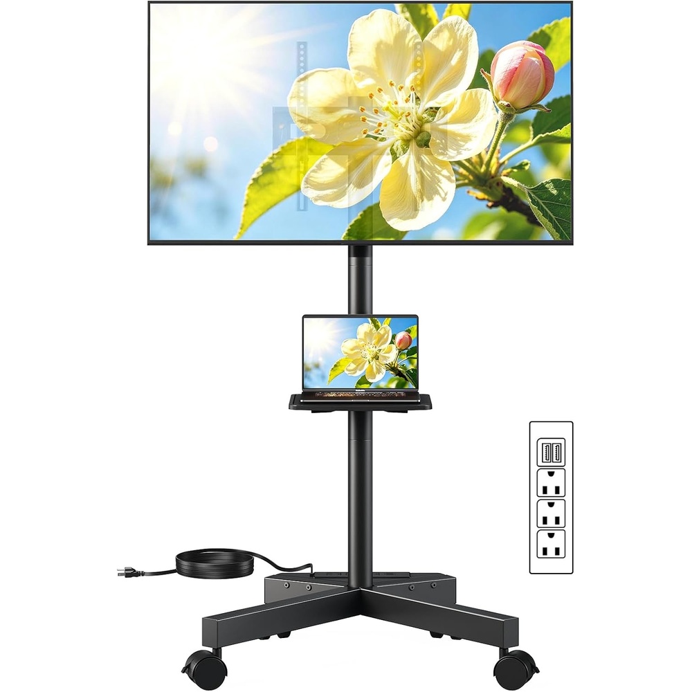 image:imagePERLESMITH Rolling TV Stand with Power Outlet for 2360 Inch TVsDeeep Black