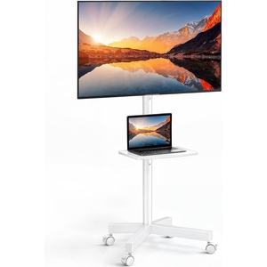 PERLESMITH Rolling TV Stand with Power Outlet for 23–60 Inch TVs(White)