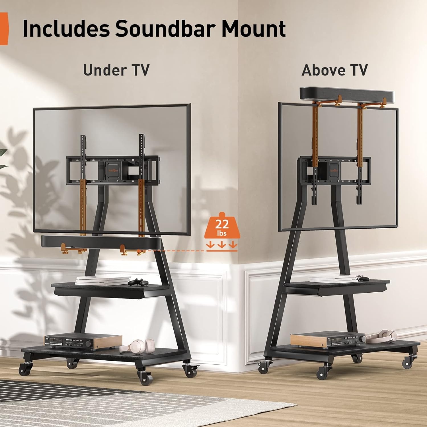 image:imagePERLESMITH amp Perlegear Rolling TV Stand PSTVMC05 amp PGFS08