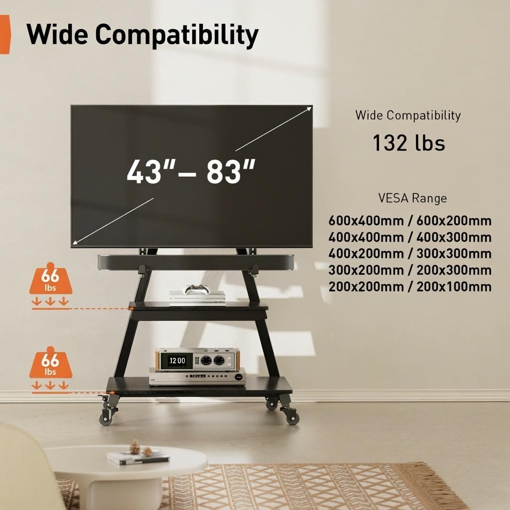 image:imagePERLESMITH amp Perlegear Rolling TV Stand PSTVMC05 amp PGFS08