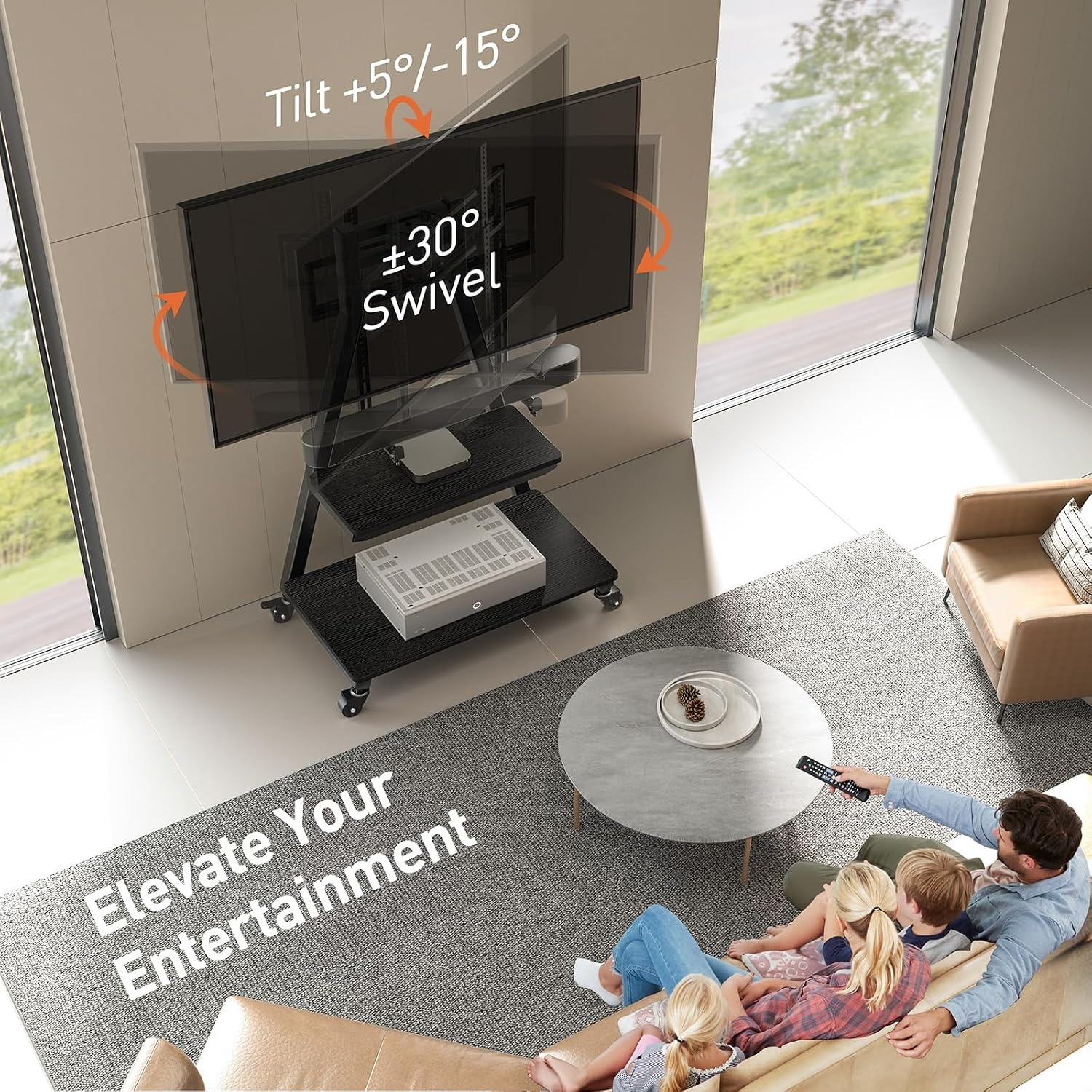 image:imagePERLESMITH amp Perlegear Rolling TV Stand PSTVMC05 amp PGFS08