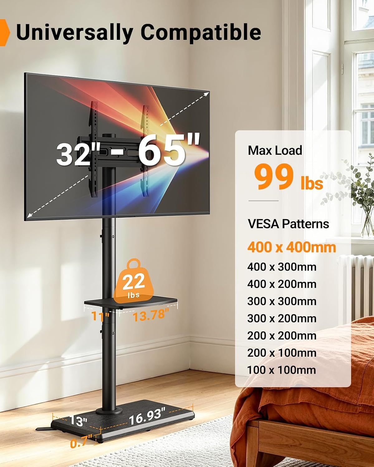 image:imagePERLESMITH Rolling TV Stand PSTVMC05 amp PGFLS35B