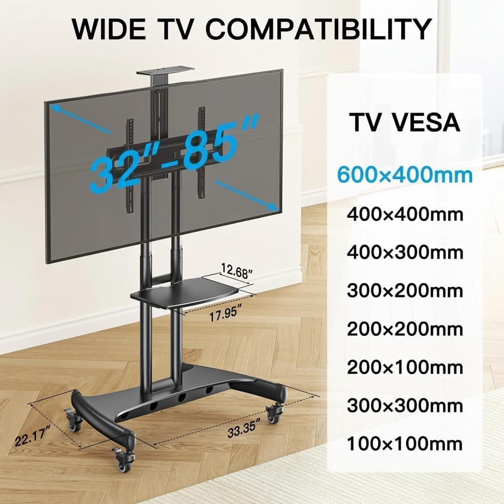 image:imagePERLESMITH Rolling TV Stand PSTVMC05 amp PGFLS35B