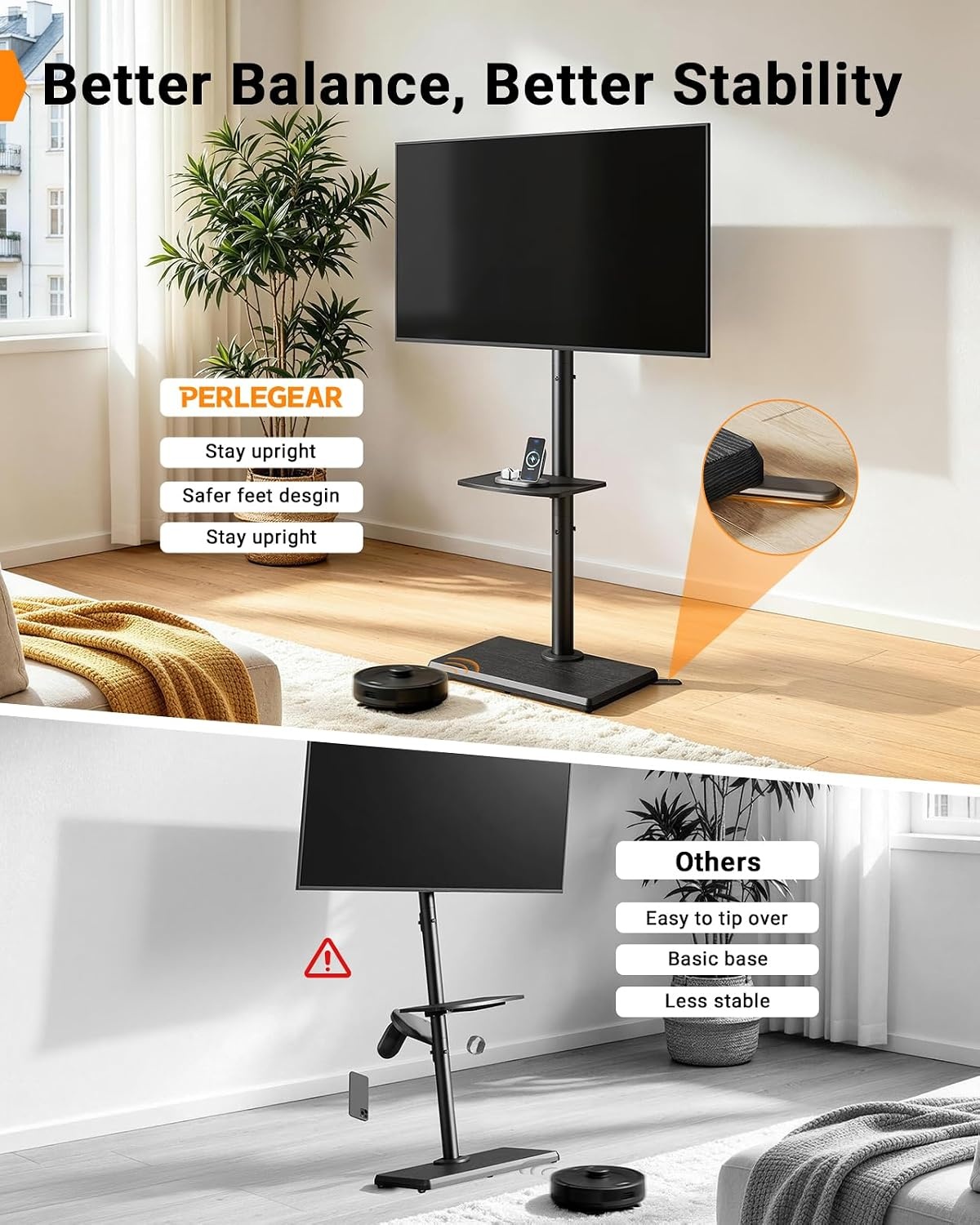 image:imagePERLESMITH Rolling TV Stand PSTVMC05 amp PGFLS35B